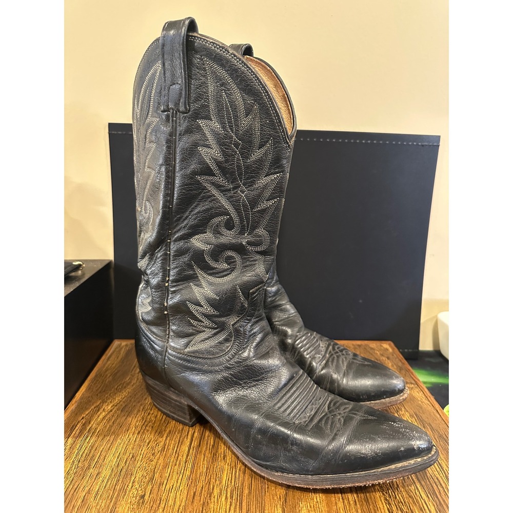 Dan Post Mens 16791 Black Leather Western Cowboy Boots Size 10.5 D